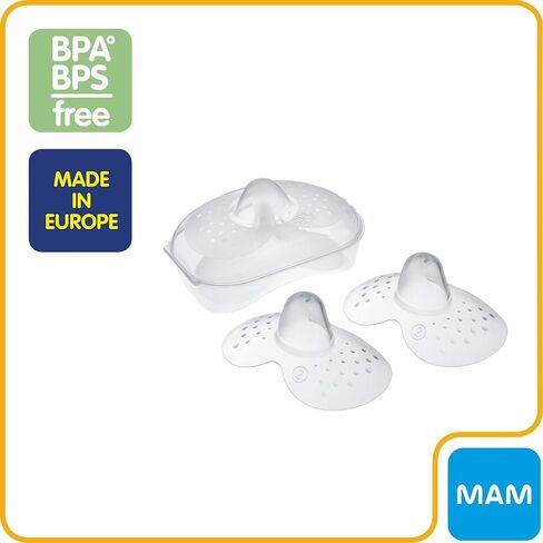 MAM Breastfeeding Nipple Shields with Sterilizing Storage Case, Nipple Shields for Nursing Newborn, Size 1 Small 17mm, 2-Count, Clear in Saudi Arabia