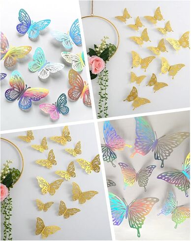 Wonderfeel 3D Butterfly Wall Decorations Stickers Colorful Butterfly Mural Stickers for Room Fridge Photo Frame Offices(C) in Saudi Arabia