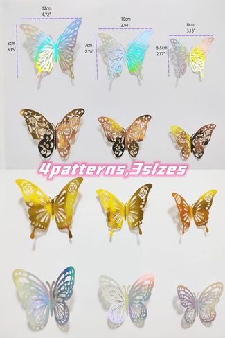 Wonderfeel 3D Butterfly Wall Decorations Stickers Colorful Butterfly Mural Stickers for Room Fridge Photo Frame Offices(C) in Saudi Arabia