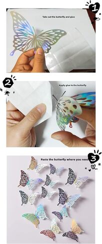 Wonderfeel 3D Butterfly Wall Decorations Stickers Colorful Butterfly Mural Stickers for Room Fridge Photo Frame Offices(C) in Saudi Arabia