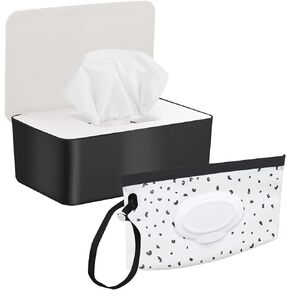 2 Pack Baby Wipe Dispenser, Portable Wet Wipe Pouch, Reusable & Refillable Reusable Travel Wet Wipe Pouch for Bathroom Baby Nursery with Cover Sealed Plastic Mask Storage Box in Kuwait