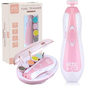 مبرد اظافر كهربائي للاطفال مع اضاءة LED للاطفال حديثي الولادة او البالغين، قصافة اظافر اساسية وآمنة، تتضمن حافظة ووسادات قص مختلفة. كيت باي ريبي اند كو in Kuwait