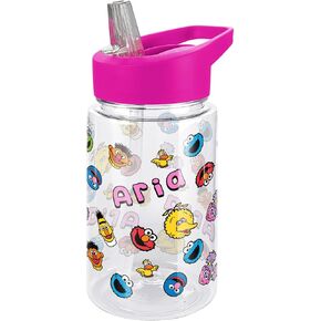 LOGOVISION Sesame Street Name in Pattern Kids Tritan Plastic Water Bottle with Straw Lid and Handle, Reusable Tumbler for Toddlers, Unisex for Girls and Boys, 12oz, Personalized Name: ELIJAH in Kuwait
