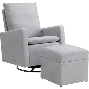 Oxford Baby Everlee Upholstered Glider and Ottoman Set, Light Gray in Saudi Arabia