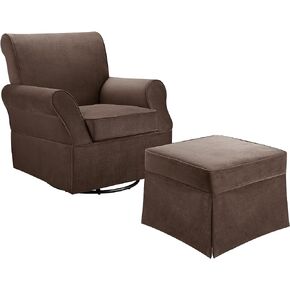 Baby Relax Kelcie Swivel Glider Chair and Ottoman Set, Gray Microfiber, 2 Count