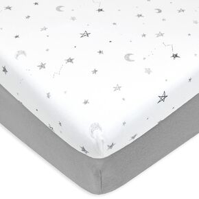 American Baby Company 3 Pack 100% Natural Cotton Fitted Cradle/Bassinet Sheets 36" x 18" - Soft, Breathable & Hypoallergenic Bed Sheets, Blue/Gray/White, Neutral for Boys & Girls in Saudi Arabia