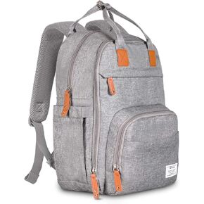 TETHYS Diaper Bag Backpack [Multifunction Waterproof Travel Back Pack] Maternity Baby Nappy Changing Bag Ideal for Mom and Dad, Large Capacity and Stylish Organizer for Baby Care - Gray in Kuwait