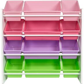 Honey-Can-Do Kids Toy Storage Organizer with 12 Plastic Bins, Grey SRT-06475 Grey in Kuwait