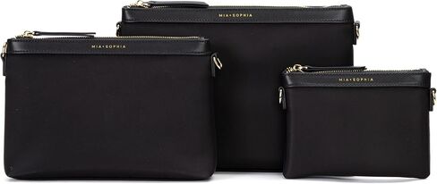 MIA + SOPHIA Diaper Bag Organizing Pouches 5 Piece Set - Baby Diaper Clutch, Crossbody Bag, Travel Diaper Bag Organizer Pouches - Black in Kuwait