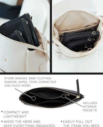 MIA + SOPHIA Diaper Bag Organizing Pouches 5 Piece Set - Baby Diaper Clutch, Crossbody Bag, Travel Diaper Bag Organizer Pouches - Black in Kuwait