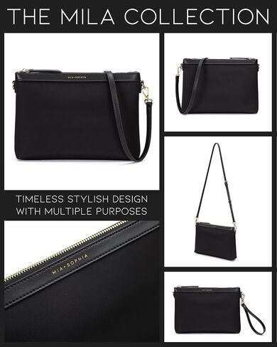 MIA + SOPHIA Diaper Bag Organizing Pouches 5 Piece Set - Baby Diaper Clutch, Crossbody Bag, Travel Diaper Bag Organizer Pouches - Black in Kuwait