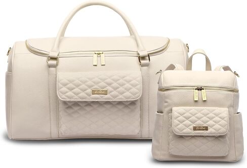 Monaco Petit Diaper Bag + Travel Duffel Bag by Luli Bebe - Chic Vegan Leather (Pearl White) in Saudi Arabia