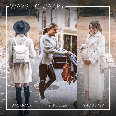 Monaco Petit Diaper Bag + Travel Duffel Bag by Luli Bebe - Chic Vegan Leather (Pearl White) in Saudi Arabia