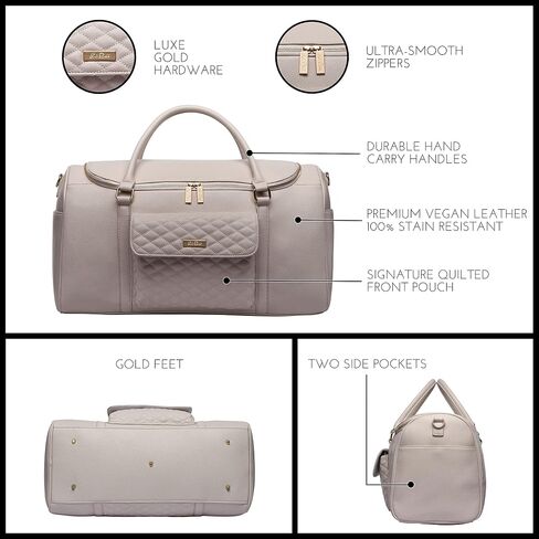 Monaco Petit Diaper Bag + Travel Duffel Bag by Luli Bebe - Chic Vegan Leather (Pearl White) in Saudi Arabia