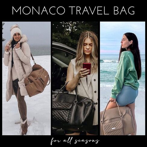 Monaco Petit Diaper Bag + Travel Duffel Bag by Luli Bebe - Chic Vegan Leather (Pearl White) in Saudi Arabia