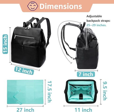 حقيبة ظهر للحفاضات من مومين سايد، حقائب كروس للنساء، حقيبة ظهر جلدية للأم والأب، حقيبة سفر كبيرة للأطفال للأولاد والبنات تناسب كمبيوتر محمول مقاس 15 بوصة، 4 جيوب معزولة، محطة تغيير الحفاضات in Kuwait