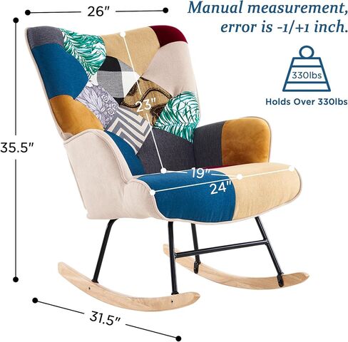 Fahomiss Rocking Chair Nursery -Rocking Chair for Nursery Glider Chair with High Backrest Comfy Glider Chair for Nursery, Living Room, Bedroom Recliner (Bright Color) in Saudi Arabia