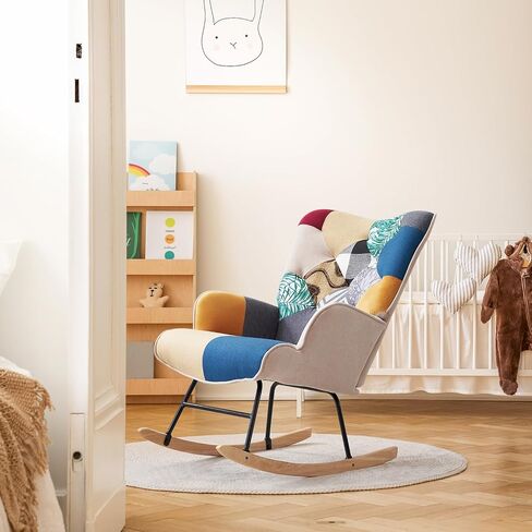 Fahomiss Rocking Chair Nursery -Rocking Chair for Nursery Glider Chair with High Backrest Comfy Glider Chair for Nursery, Living Room, Bedroom Recliner (Bright Color) in Saudi Arabia