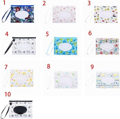 Portable Wet Wipe Pouch, Refillable Baby Wipe Dispenser with Snap Strap, Travel Reusable Wipes Container Wipe Carrying Case Holder(6) in Saudi Arabia