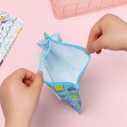 Portable Wet Wipe Pouch, Refillable Baby Wipe Dispenser with Snap Strap, Travel Reusable Wipes Container Wipe Carrying Case Holder(6) in Saudi Arabia