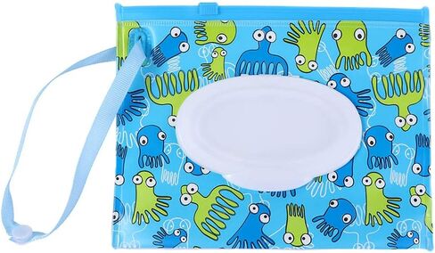 Portable Wet Wipe Pouch, Refillable Baby Wipe Dispenser with Snap Strap, Travel Reusable Wipes Container Wipe Carrying Case Holder(6) in Saudi Arabia