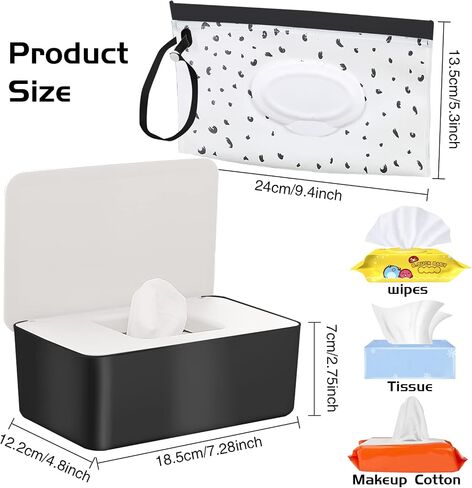 2 Pack Baby Wipe Dispenser, Portable Wet Wipe Pouch, Reusable & Refillable Reusable Travel Wet Wipe Pouch for Bathroom Baby Nursery with Cover Sealed Plastic Mask Storage Box in Saudi Arabia