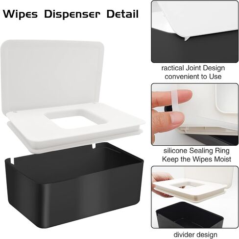 2 Pack Baby Wipe Dispenser, Portable Wet Wipe Pouch, Reusable & Refillable Reusable Travel Wet Wipe Pouch for Bathroom Baby Nursery with Cover Sealed Plastic Mask Storage Box in Saudi Arabia