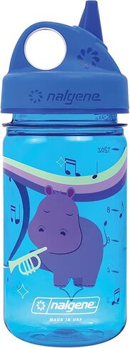 Nalgene Kids Sustain Grip-N-Gulp Water Bottles Made with Material Derived from 50% Plastic Waste, Leak Proof Sippy Cup, Durable, BPA and BPS Free, Dishwasher Safe, Reusable, 12 Ounces, Musical Hippo in Saudi Arabia