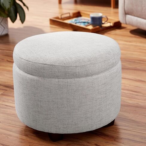 Evolur Vienna Ottoman in Fog Grey, Made from Sturdy and Sustainable FSC-Certified Wood, Comes with A Comforting Footrest, Compact Ottomans, Ottomans for Living Room in Saudi Arabia