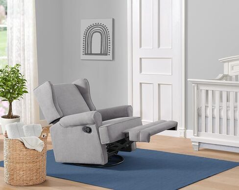 Oxford Baby Teegan Upholstered Swivel Glider & Recliner Nursery Chair, Gray in Kuwait