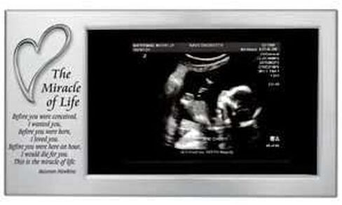 MIRACLE of LIFE - Baby's First Photo Frame - SONOGRAM/Ultrasound Picture/SATIN Silver STEEL 8" X 4" with VERSE/Gift/Treasure KEEPSAKE for NEW MOM/Infant in Saudi Arabia