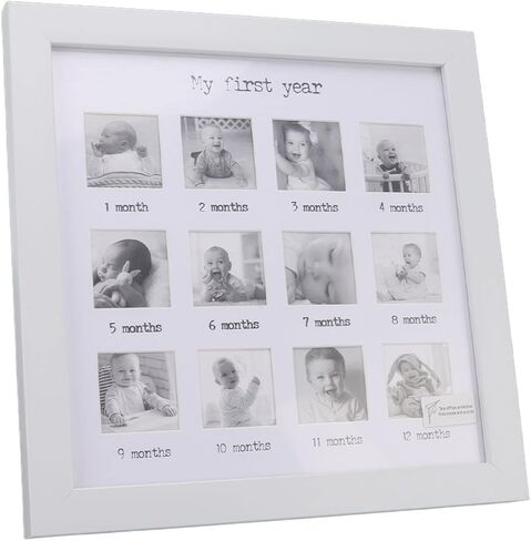 Newborn Monthly Photo, Photo Albums Frames Accessories Baby Frame 12 Months Newborn Monthly Picture Frame First Year Photo Nature Wood Frame White Exquisite Photo Frame for Baby Gr in Saudi Arabia