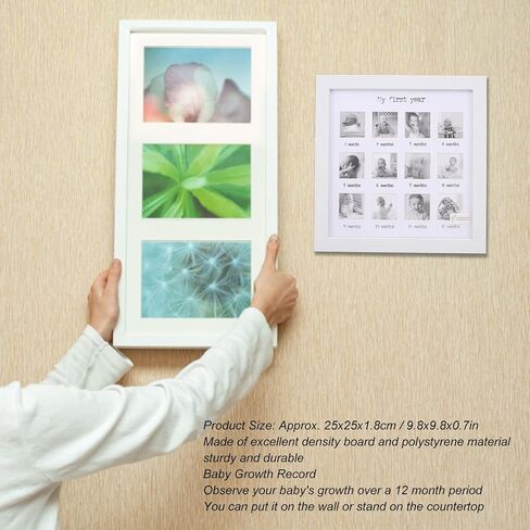 Newborn Monthly Photo, Photo Albums Frames Accessories Baby Frame 12 Months Newborn Monthly Picture Frame First Year Photo Nature Wood Frame White Exquisite Photo Frame for Baby Gr in Saudi Arabia