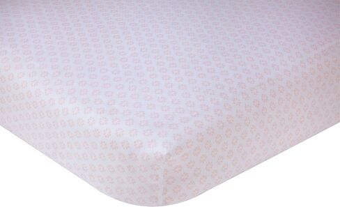 NoJo Chantilly 100% Cotton Fitted Crib Sheet, Pink, White in Saudi Arabia