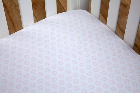 NoJo Chantilly 100% Cotton Fitted Crib Sheet, Pink, White in Saudi Arabia