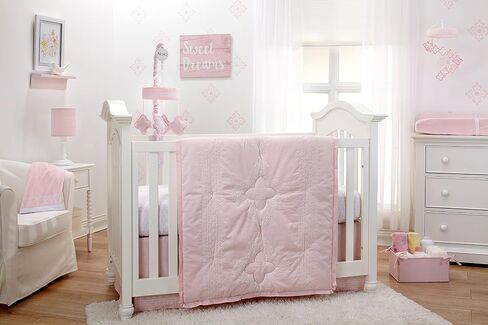 NoJo Chantilly 100% Cotton Fitted Crib Sheet, Pink, White in Saudi Arabia
