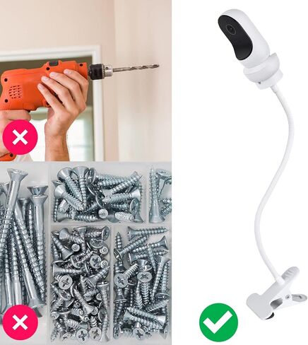 Clamp Mount for Owlet Cam and Owlet Cam 2, Flexible Baby Monitor Holder Crib Mount Without Tools or Wall Damage - White in Saudi Arabia