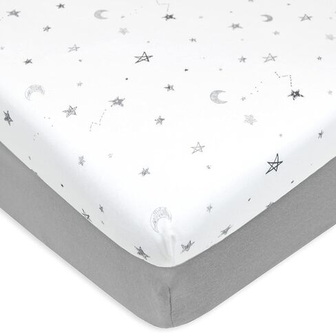 ملاءة سرير/مهد من شركة American Baby Company مصنوعة من القطن بنسبة 100% مقاس 45.72 سم × 91.44 سم - متوافقة مع سرير ميكا ميكي، رمادي، ناعم ومسامي، للأولاد والبنات in Kuwait