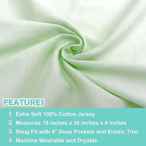 American Baby Company 100% Cotton Knit Fitted 18" x 36" Cradle/Bassinet Sheet - Compatible with Mika Micky Bassinet, Baby Blue, Soft Breathable, for Boys and Girls in Saudi Arabia