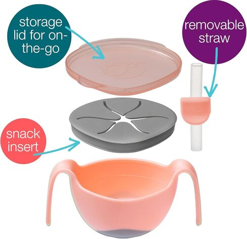 b.box 3 in 1 Toddler Bowl | Includes Straw, Lid & No Spill Snack Insert | Dishwasher & Microwave Safe | BPA Free | Ages 6 mo+ (Banana Split, 8.5 oz) in Kuwait