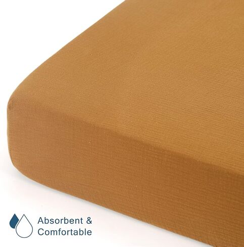 GRSSDER Soft Muslin Crib Sheet 1 Pack, 100% Cotton Crib Sheets for Boys and Girls, Fit Standard Crib Mattresses 52" x 28" Safe and Snug, Fall Yellow in Saudi Arabia