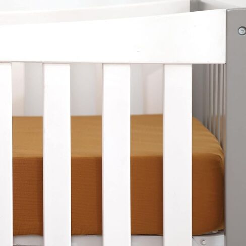 GRSSDER Soft Muslin Crib Sheet 1 Pack, 100% Cotton Crib Sheets for Boys and Girls, Fit Standard Crib Mattresses 52" x 28" Safe and Snug, Fall Yellow in Saudi Arabia