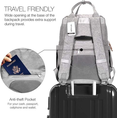 TETHYS Diaper Bag Backpack [Multifunction Waterproof Travel Back Pack] Maternity Baby Nappy Changing Bag Ideal for Mom and Dad, Large Capacity and Stylish Organizer for Baby Care - Gray in Kuwait
