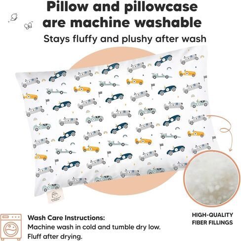 KeaBabies Toddler Pillow with Pillowcase, Jumbo 14X20 - Soft Organic Cotton Toddler Pillows for Sleeping - Machine Washable - Perfect for Travel, Toddler Bed Set in Saudi Arabia
