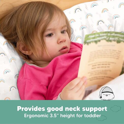 KeaBabies Toddler Pillow with Pillowcase, Jumbo 14X20 - Soft Organic Cotton Toddler Pillows for Sleeping - Machine Washable - Perfect for Travel, Toddler Bed Set in Saudi Arabia