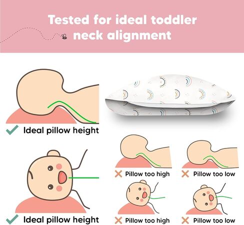 KeaBabies Toddler Pillow with Pillowcase, Jumbo 14X20 - Soft Organic Cotton Toddler Pillows for Sleeping - Machine Washable - Perfect for Travel, Toddler Bed Set in Saudi Arabia
