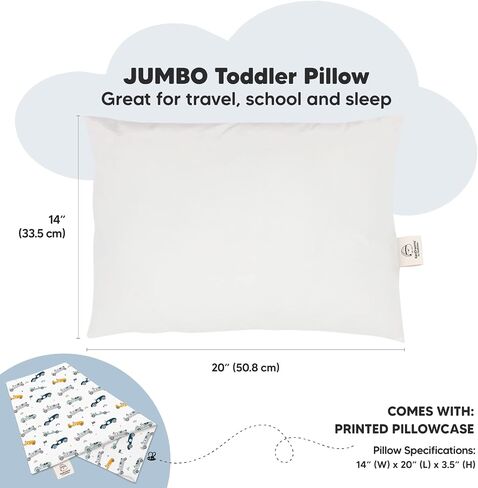 KeaBabies Toddler Pillow with Pillowcase, Jumbo 14X20 and Toddler Pillow with Pillowcase - Soft Organic Cotton Toddler Pillows for Sleeping - 13x18 My Little Dreamy Pillow - Machine Washable in Saudi Arabia