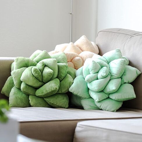 Green Philosophy Co. Plush Leaf Pillow - 3D Accent Succulent Leaf Throw Pillow for Couch Sofa Living Room Home Decor for Plant Lovers, Garden Lovers, Green Thumb Family & Friends in Kuwait