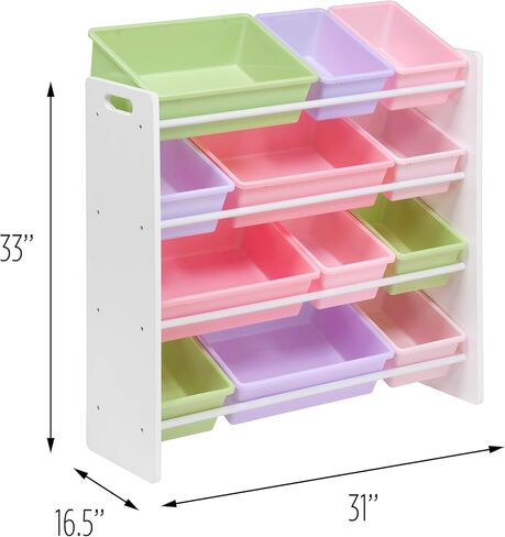 Honey-Can-Do Kids Toy Storage Organizer with 12 Plastic Bins, Grey SRT-06475 Grey in Kuwait