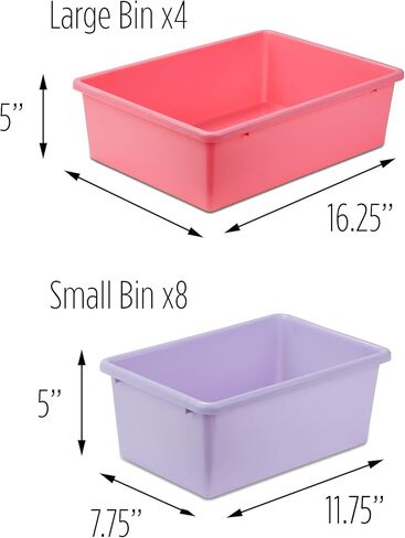 Honey-Can-Do Kids Toy Storage Organizer with 12 Plastic Bins, Grey SRT-06475 Grey in Kuwait